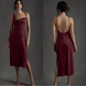 BHLDN August Satin Charmeuse Midi Dress | Dark Berry | Sz 16 | NWT